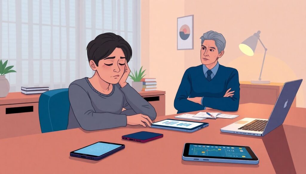 Цифровая усталость: как гаджеты и постоянная подключённость меняют мозг и сон - иллюстрация